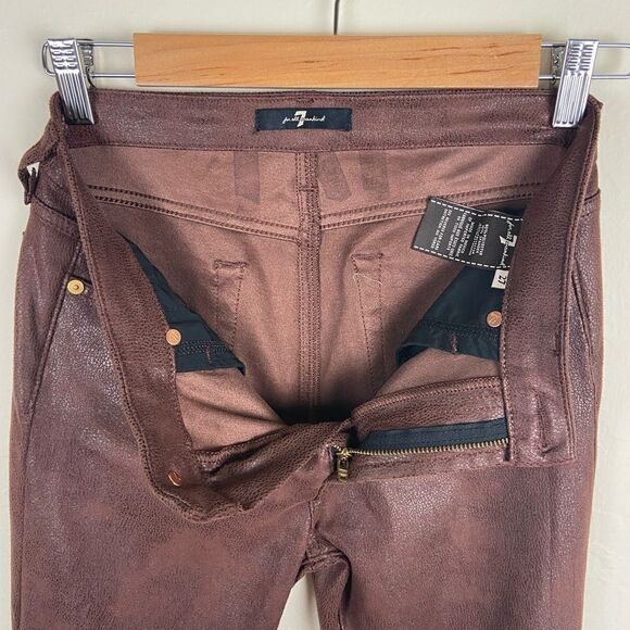 7 For All Mankind High-Waist Skinny Pant - Coated Brown - Picture 8 of 8